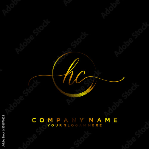 HC Initial handwriting logo vector