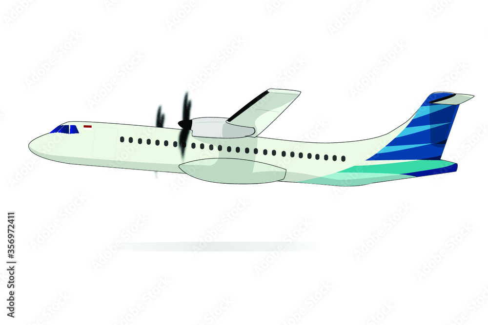 Air plane white White and Blue Color Flat Design - Vector