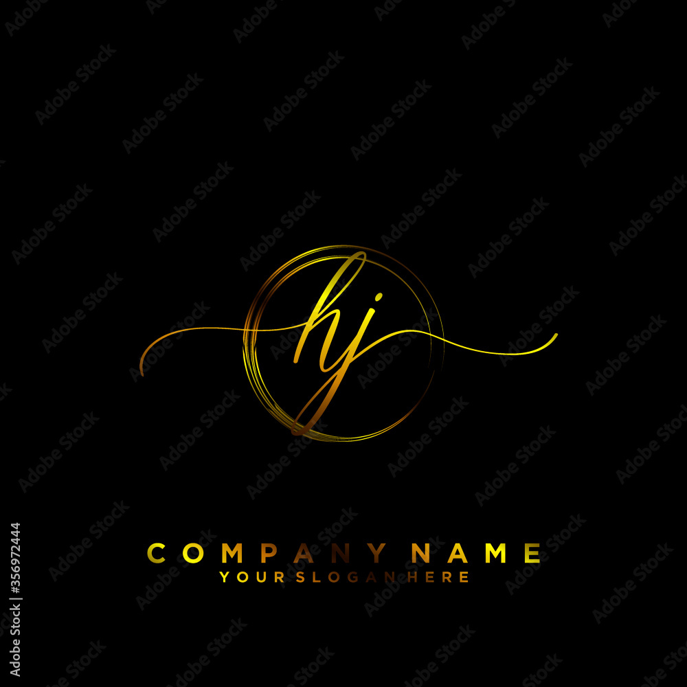 HJ Initial handwriting logo vector HJ Initial handwriting logo vector