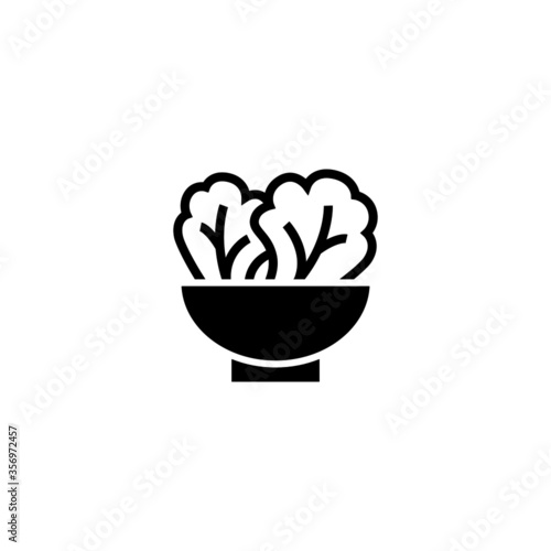 Salad vector icon in black solid flat design icon isolated on white background