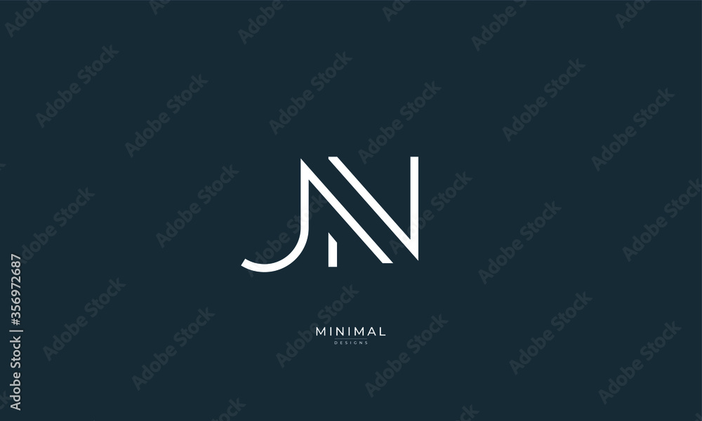 Alphabet letter icon logo JN
