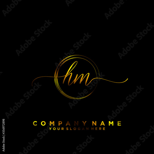 HM Initial handwriting logo vector