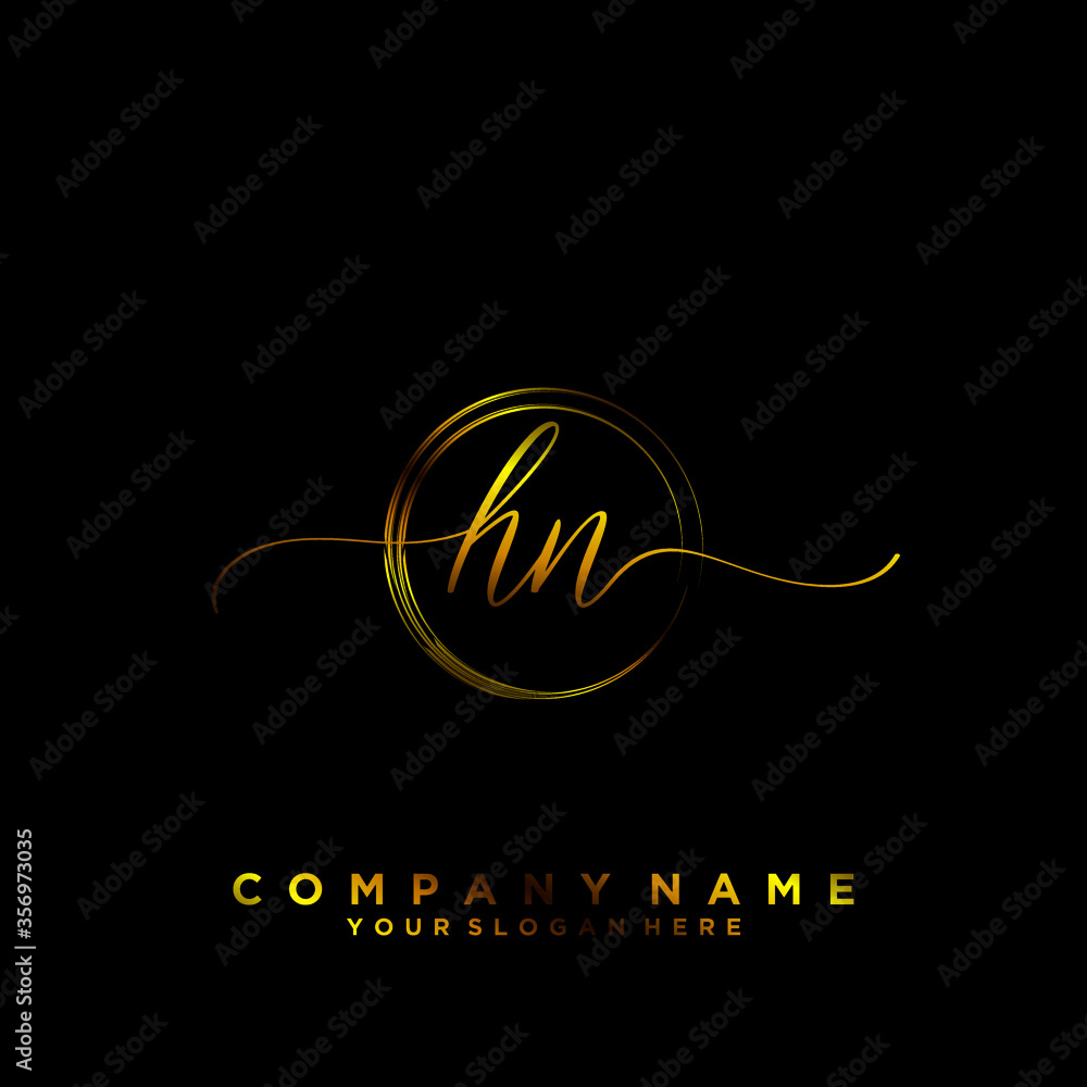HN Initial handwriting logo vector HN Initial handwriting logo vector