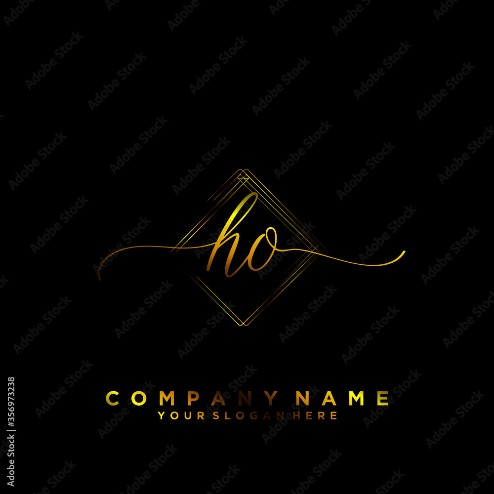 HO Initial handwriting logo vector HO Initial handwriting logo vector