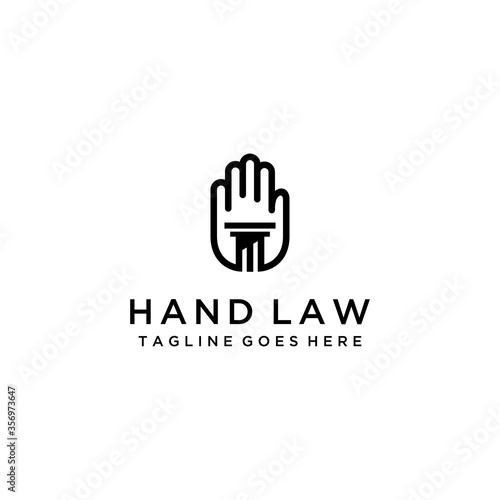 Creative modern law firm with hand logo symbol template