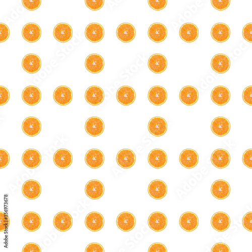 Fototapeta Naklejka Na Ścianę i Meble -  Seamless pattern of isolated slices of orange. Wallpaper for background, design and packaging