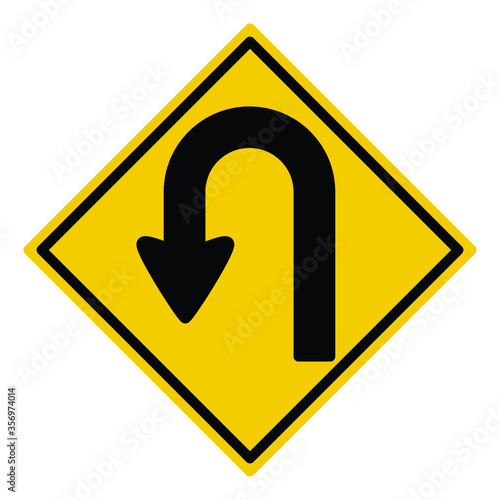 hairpin curve to left sign, hairpin curve signal, traffic sign vector