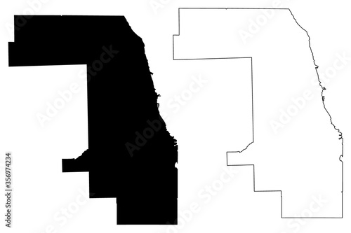 Cook County, Illinois (U.S. county, United States of America, USA, U.S., US) map vector illustration, scribble sketch Cook map