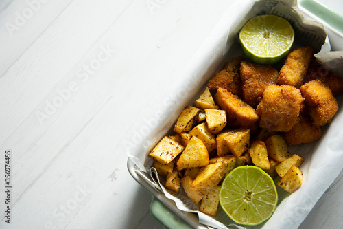 Fish and chips with lime