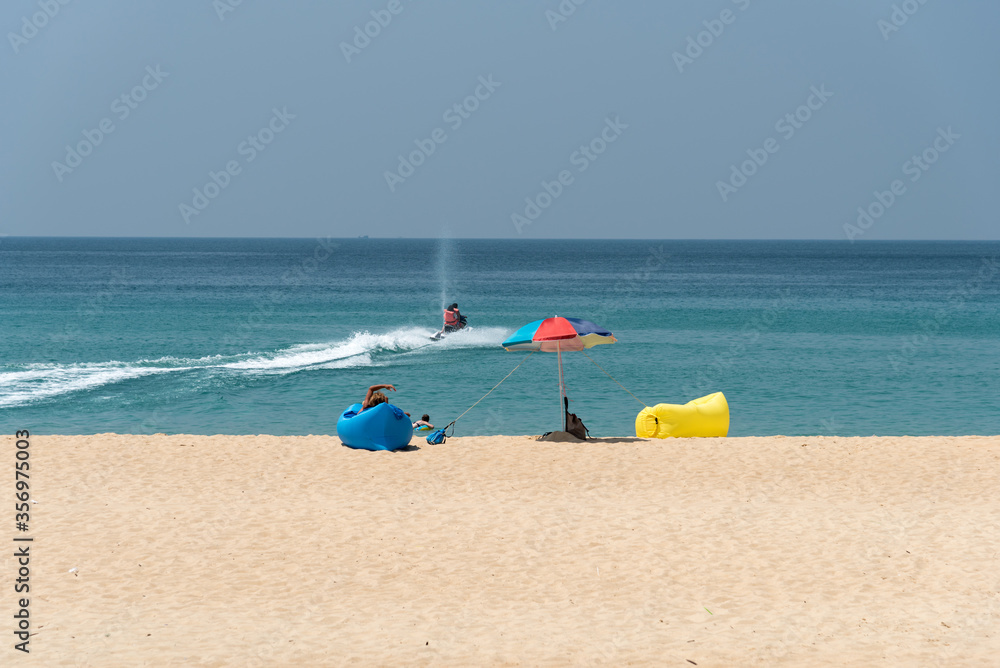 Summer beach paradise. Tropical island beach. Sea shore line. Island relax landscape travel concept Summer beach paradise. Tropical island beach. Sea shore line. Island relax landscape travel concept