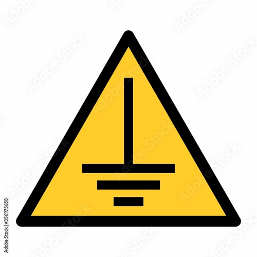 Electrical grounding hazard sign isolated on white background