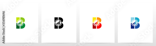 Bar Chart And Crosshair On Letter Logo Design B