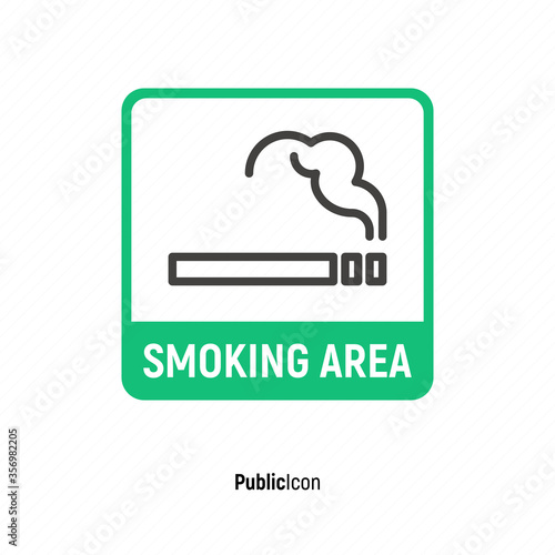 Smoking area thin line sign. Vector illustration.