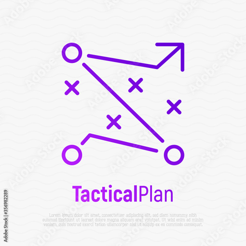 Tactical planning icon for business management. Development of strategy. Thin line vector illustration.