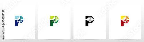 Bar Chart And Crosshair On Letter Logo Design P