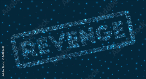 Revenge word in digital style. Glowing geometric revenge badge. Awesome vector illustration.