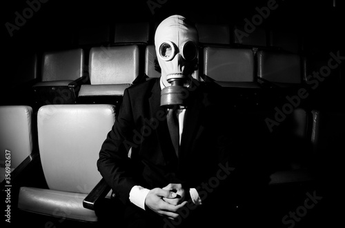 man in gas mask