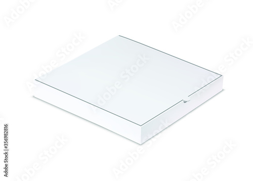 Vector realistic blank white paper pizza box