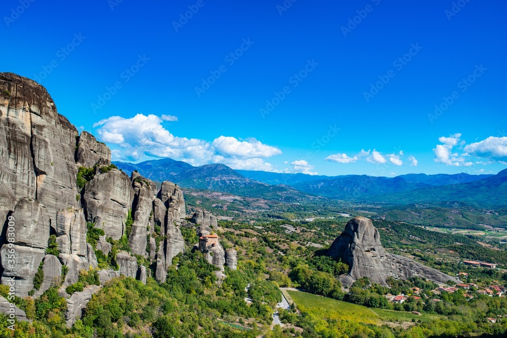 Landscape of Corfu mountains with greenery.