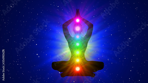 Foto Meditation People Achieve Enlightenment, Activation Of Chakra, Aura In The Body