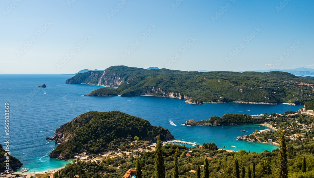 Kerkyra Corfu landscape of Ioniann sea.