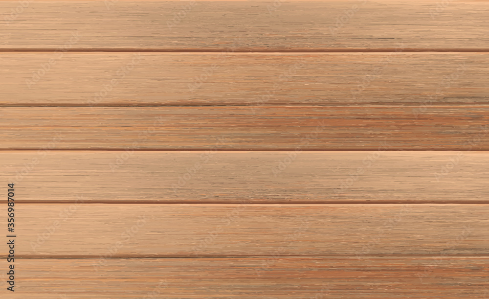 Fototapeta premium Realistic brown wood plank background. Wooden material template with copy space from top view angle.