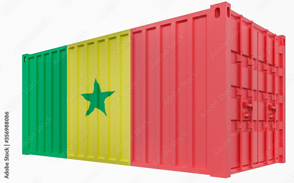3D Illustration of Cargo Container with Senegal Flag 3D Illustration of Cargo Container with Senegal Flag