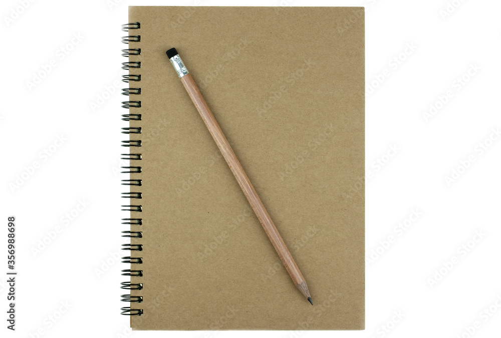 Pencil on top of book on the white background Pencil on top of book on the white background