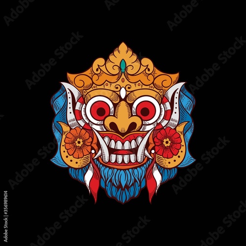demon mask bali indonesia tshirt design illustration
