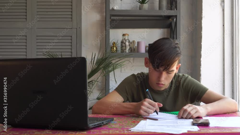 Remote education during coronavirus. Students study at home via the Internet Remote education during coronavirus. Students study at home via the Internet