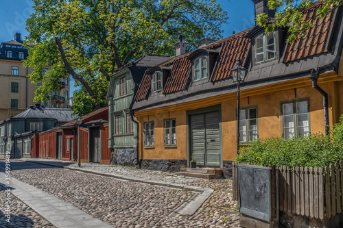 Fototapeta Naklejka Na Ścianę i Meble -  Old houses in Stockholm. Sodermalm district. Sweden. Scandinavia.