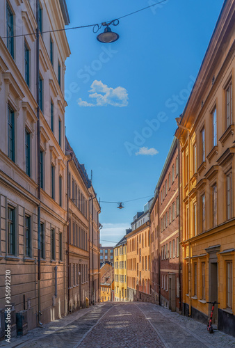 Photography Old houses in Stockholm. Sodermalm district. Sweden. Scandinavia.