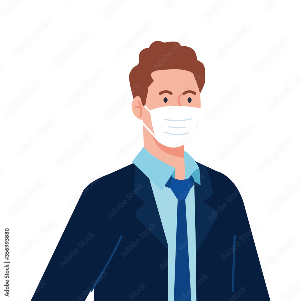 businessman with mask design, Workers occupation and job theme Vector illustration