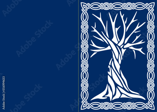 Laser cut invitation template. Die cutting tree paper card design. Decorative celtic tree of life.