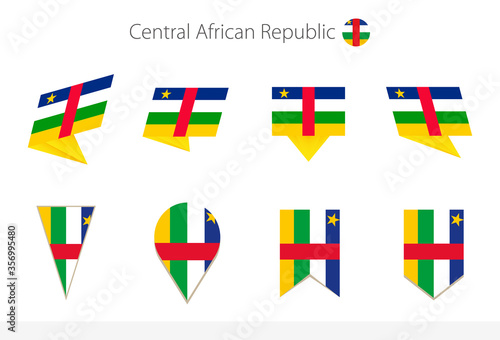 Central African Republic national flag collection, eight versions of Central African Republic vector flags.