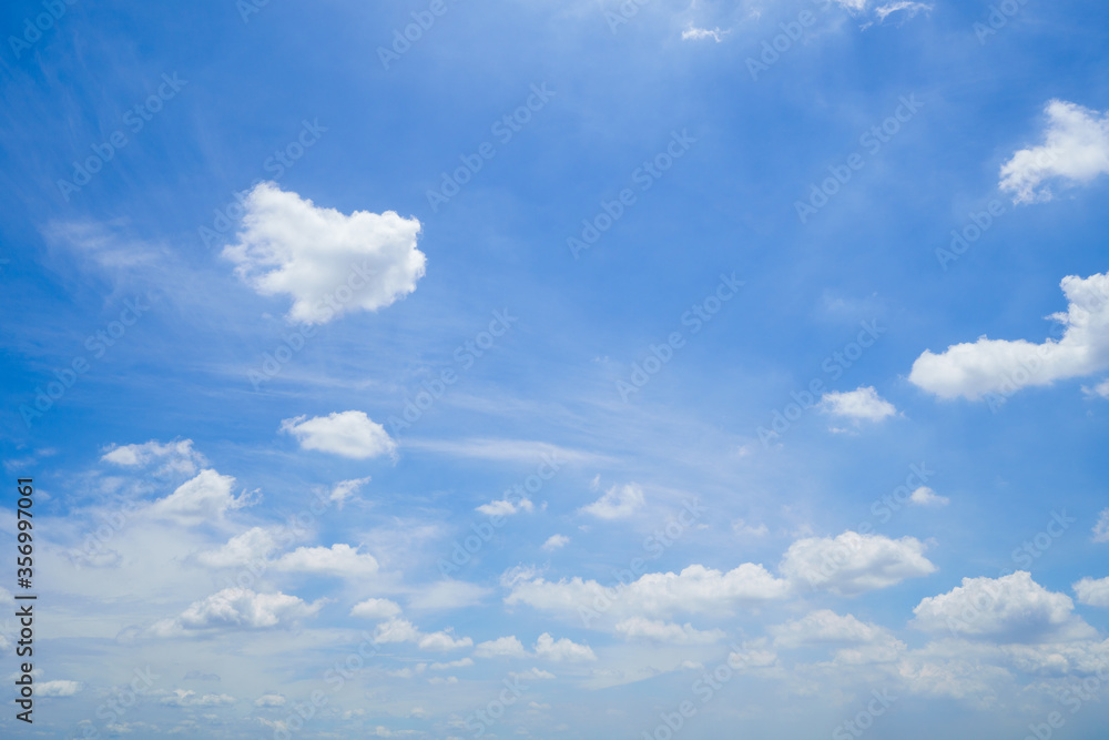 Summer sky is bright blue. There are clouds floating through. Feel relax when looking. See the sun on the sun. Summer sky is bright blue. There are clouds floating through. Feel relax when looking. See the sun on the sun.