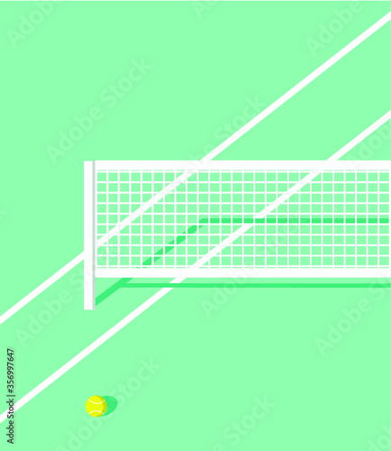 tennis court vector. tennis ball on court. tennis net vector