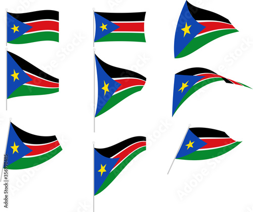 Vector Illustration of Set with South Sudan Flag