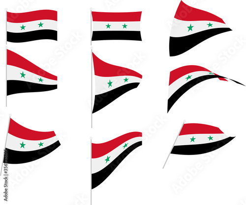 Vector Illustration of Set with Syria Flag