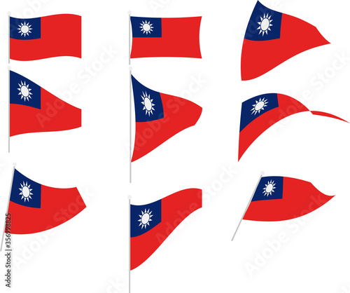 Vector Illustration of Set with Taiwan Flag