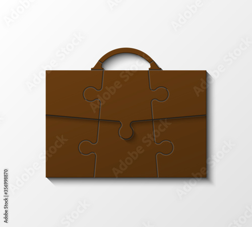 monochrome infographic puzzle. Template with businessman bag, business jigsaw concept. Puzzle illustration