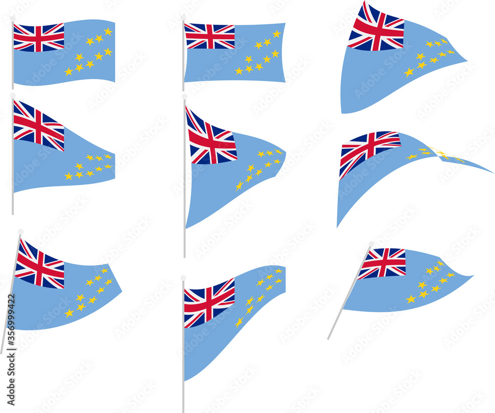 Vector Illustration of Set with Tuvalu Flag