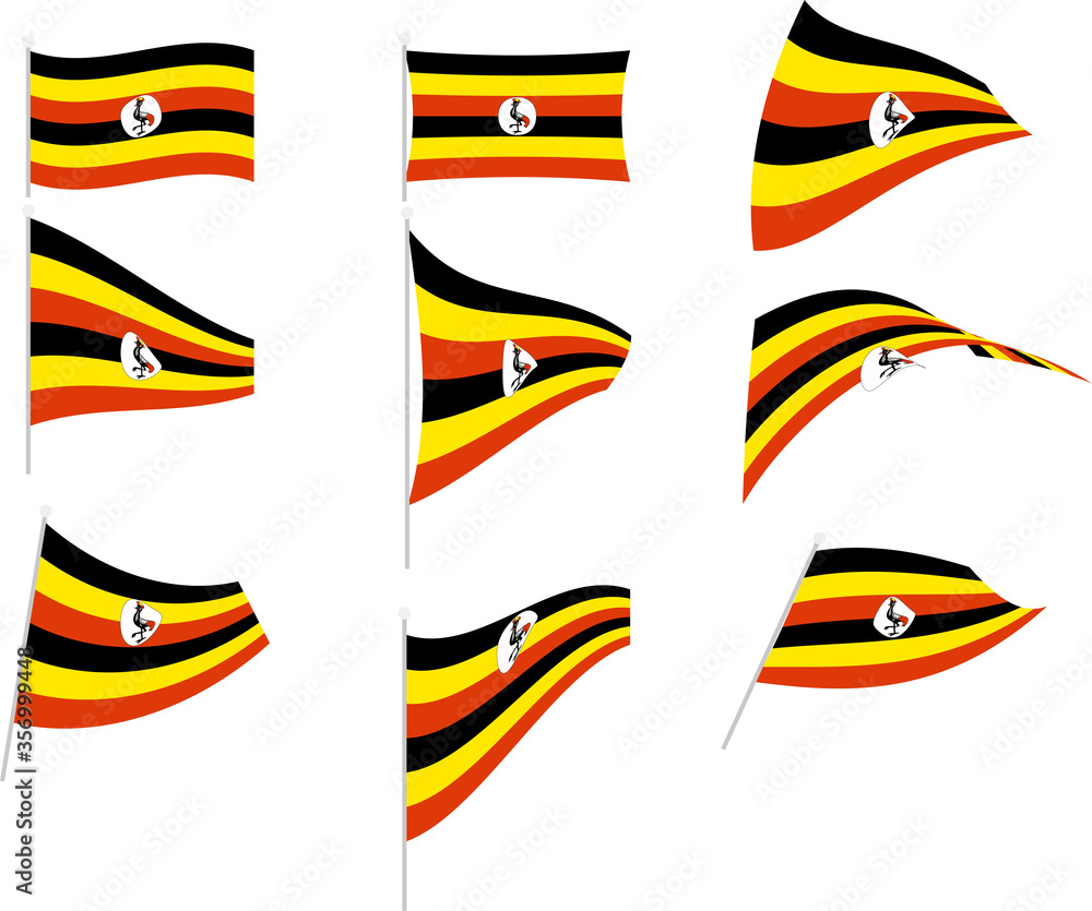 Vector Illustration of Set with Uganda Flag