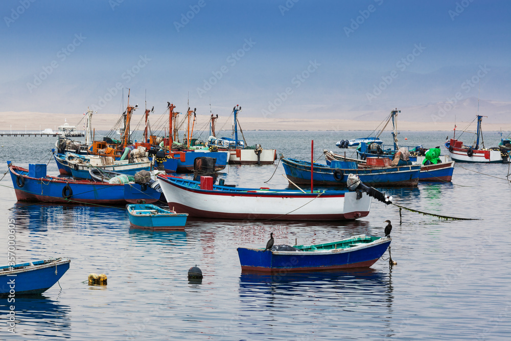fishing boats in morning in the bay