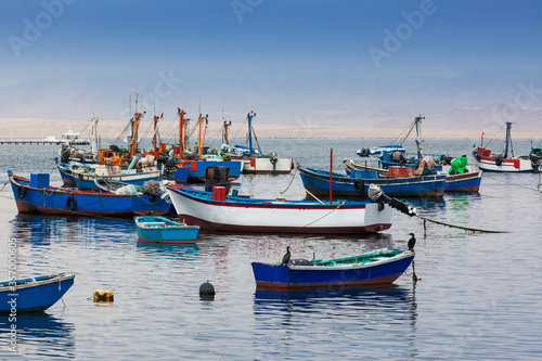 fishing boats in morning in the bay