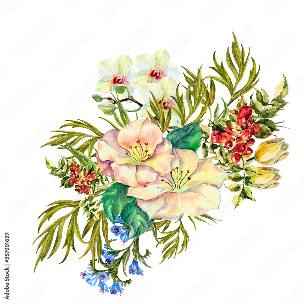 watercolor-bouquet-flowers-on-white-background-illustration-for-design