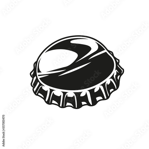 Bent beer cap in vintage monochrome style