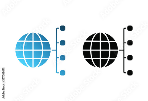 different categories, globe, glyph icon