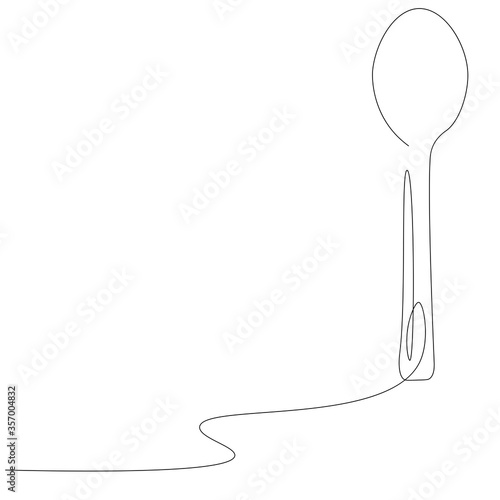 Spoon on white background line drawing, vector illustration
