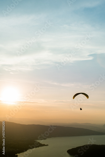 paraglider over the sunset